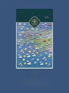 Detail of oil painting nail art stickers in Claude Monet Water Lilies style, model KX067