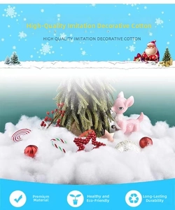 Macro detail of fluffy white artificial snow cotton blanket for Christmas display decoration
