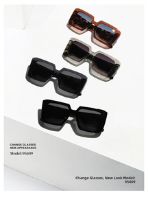 Multiple vintage oversized square sunglasses model 95409 in tortoiseshell and grey