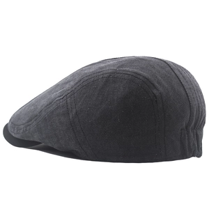 Classic cotton ivy flat cap for men in charcoal grey with side elastic adjustment