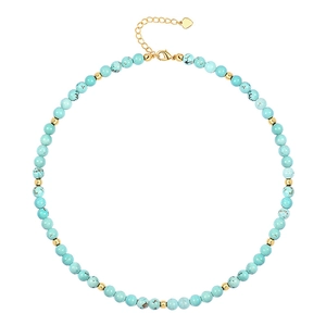 Collar Bohemio de Cuentas de Turquesa y Ojo de Tigre Hecho a Mano para Mujer Gargantilla de Cobre Ajustable con Colgante de Corazón
