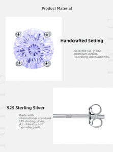 Macro detail of S925 sterling silver stamp and lavender cubic zirconia earring