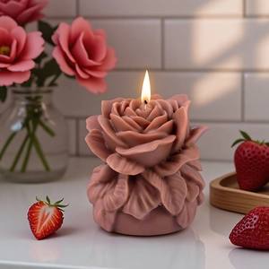 Stampo in silicone per candela bouquet di rose con petali e foglie realistici
