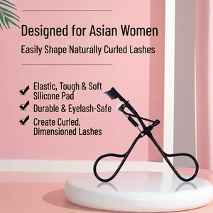 Black metal eyelash curler with white silicone pad for professional eye makeup styling