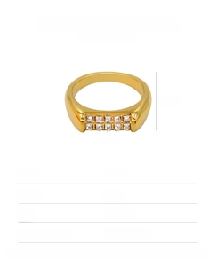 Detailed size chart for 18K gold plated stainless steel ring with zircon inlays