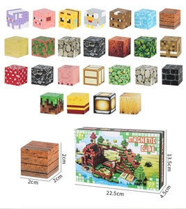 Detailed view of 100pcs 2cm magnetic pixel cubes with various textures and storage box