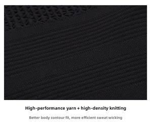 Close-up of black high-density knit fabric with breathable honeycomb texture and sweat-wicking