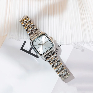 Elegant Women Fashion Watch Square Case Stainless Steel Band Minimalist Analog Quartz Wristwatch For Lady Business Casual