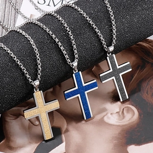 316L Stainless Steel Cross Pendant Necklace Frosted Texture Modern Hip Hop Punk Streetwear Jewelry For Men Durable