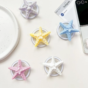 Starfish shaped expanding phone grip griptok in five pastel colors with clear base