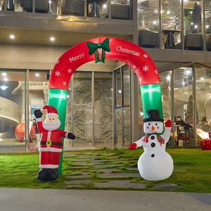 Inflatable Merry Christmas arch with Santa and Snowman for outdoor garden decoration