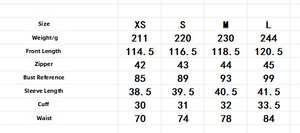 Size chart for women's organza polka dot midi dress showing length, bust and waist specs