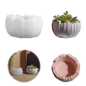 Irregular Ribbed Stripe Silicone Mold For DIY Succulent Flower Pot Storage Bowl Ashtray Geometric Gypsum Casting