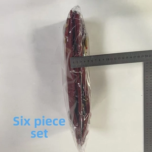 6-Piece burgundy Christmas refrigerator door handle cover set in clear plastic packaging