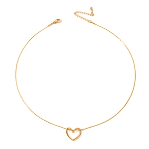 Retro golden heart pendant necklace made of titanium steel with a sleek snake chain design