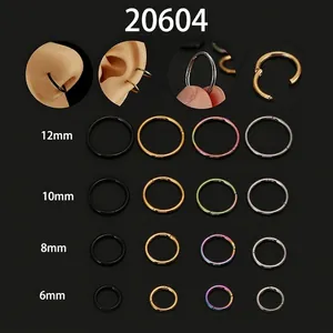 316L stainless steel seamless piercing rings in four sizes and multiple colors