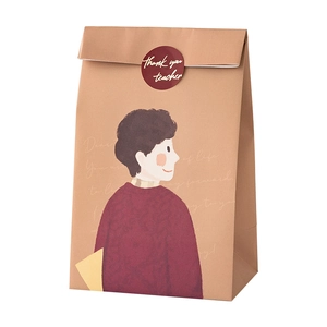 Brown kraft paper gift bag for Teachers' Day with Thank You Teacher illustration