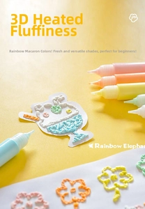 Detail showing macaron color 3D puff popcorn pens with expanded texture effects
