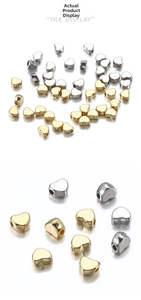 Detailed view of CCB heart-shaped loose beads in gold and silver for jewelry making