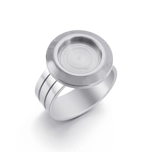 Support de bague multicouche en acier argenté avec lunette ronde évidée pour DIY
