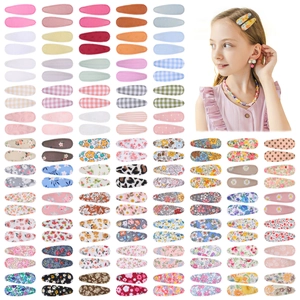 Pinces À Cheveux En Tissu Imprimé Fleuri Carreaux Pois Bordure Ondulée Barrettes Accessoires Filles Enfants Femmes
