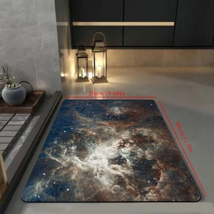 Absorbent diatomite bath mat with starry nebula galaxy print 50x80cm for bathroom