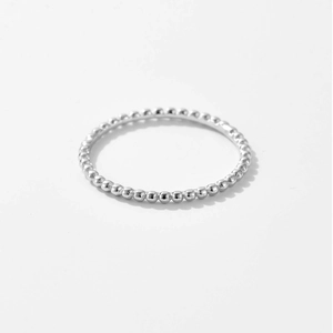Minimalist S925 sterling silver beaded ring stackable classic jewelry for women