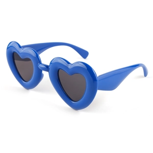 Electric blue heart shaped sunglasses with dark lenses for fashion street style