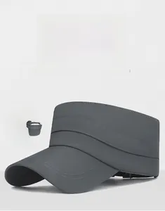 Detailed view of quick-dry fabric and layered pleated design on dark grey sun visor hat