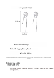 Détails des dimensions et matériaux du clip d'oreille feuille avec glands en perles