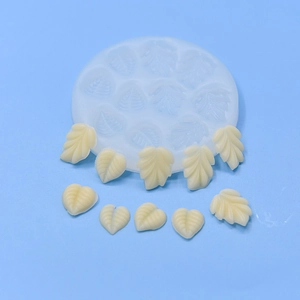 Leaf shaped silicone mold for DIY baking and fondant featuring various leaf textures