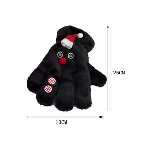 Detailed dimension guide for plush snowman gloves featuring 25cm length and 10cm width