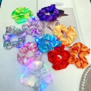 Colorful LED glowing hair scrunchies set in premium satin for party and night wear