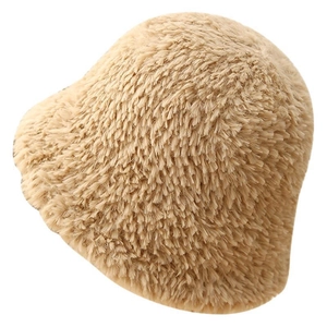 Elegante cappello a secchiello in ecopelliccia cammello con morbida texture per donna