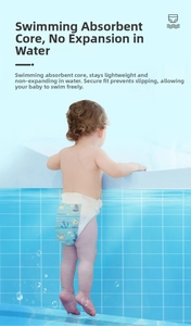 Detail of infant swim diaper with nautical patterns and water-safe absorbent core