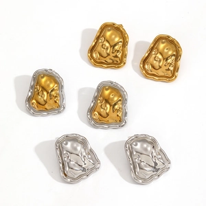 Chic abstract molten metal earrings in gold, silver, and dual-tone irregular finishes
