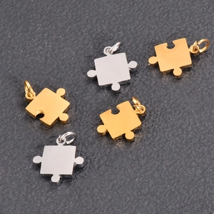 Stainless Steel Interlocking Puzzle Piece Charms For DIY Necklace Bracelet Making Couple Jewelry Accessories Novelty