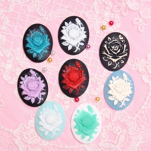 Rose Flower Relief Cameo Resin Oval Flatback Cabochon For DIY Jewelry Making Vintage Brooch Necklace Pendant Patch
