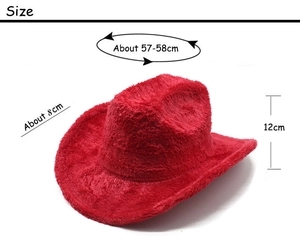 Dimensions du chapeau de cowboy rouge en fausse fourrure de lapin à large bord