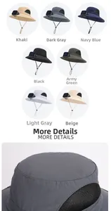 Detail view of solar fan sun hat in seven colors with breathable mesh and windproof cord