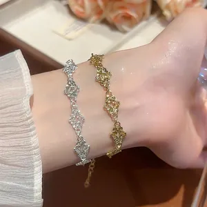Elegant hollow metal cloud bracelet in gold and silver finish for a vintage look