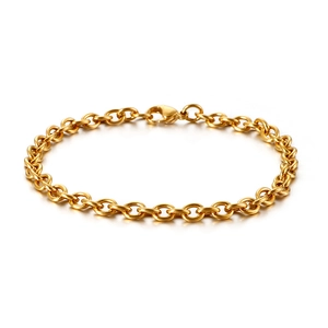 Hiphop gold stainless steel O-chain bracelet with secure lobster clasp for men and women