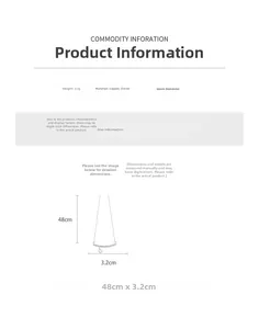 Size guide for zircon bar necklace showing 48cm chain length and 3.2cm pendant width