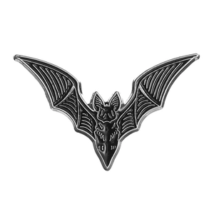 Punk style black bat enamel brooch with silver metal edges for Halloween accessory