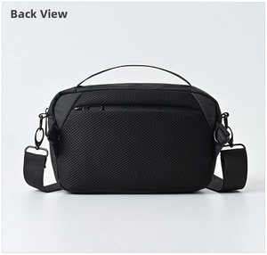 Back view of men's sling bag with breathable honeycomb mesh and hidden zipper pocket