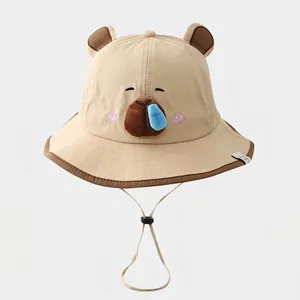 Kinder Sonnenhut mit Ohren schnelltrocknend verstellbares Kinnband in Khaki