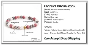 Detailed size specifications for natural stone beaded bracelet with 6mm diameter beads