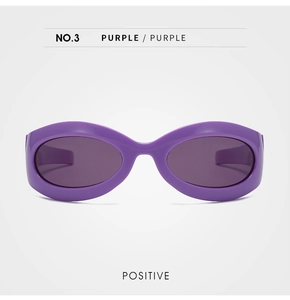 Front view of purple cat eye polarized sunglasses with purple lenses and purple frame