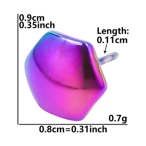 Detailed dimensions of multi-color geometric 304 stainless steel stud earrings