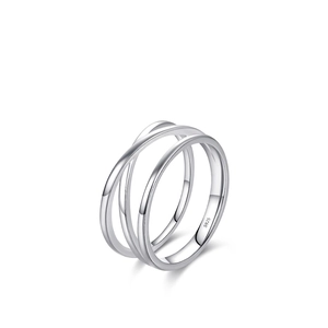 Bague En Argent Sterling 925 Ligne Géométrique Croisée Bijoux Minimalistes Empilables Pour Femmes